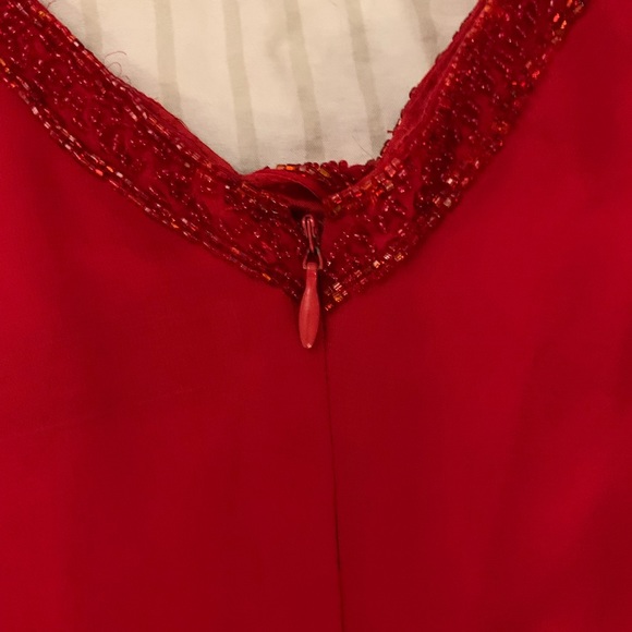 Short Beaded Red Formal Dress (Peak Evening) - Picture 6 of 8